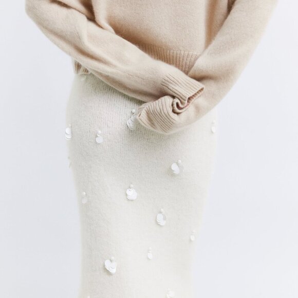 Zara SEQUIN ALPACA BLEND KNIT SKIRT Size L NEW WITH TAG! - Picture 6 of 12